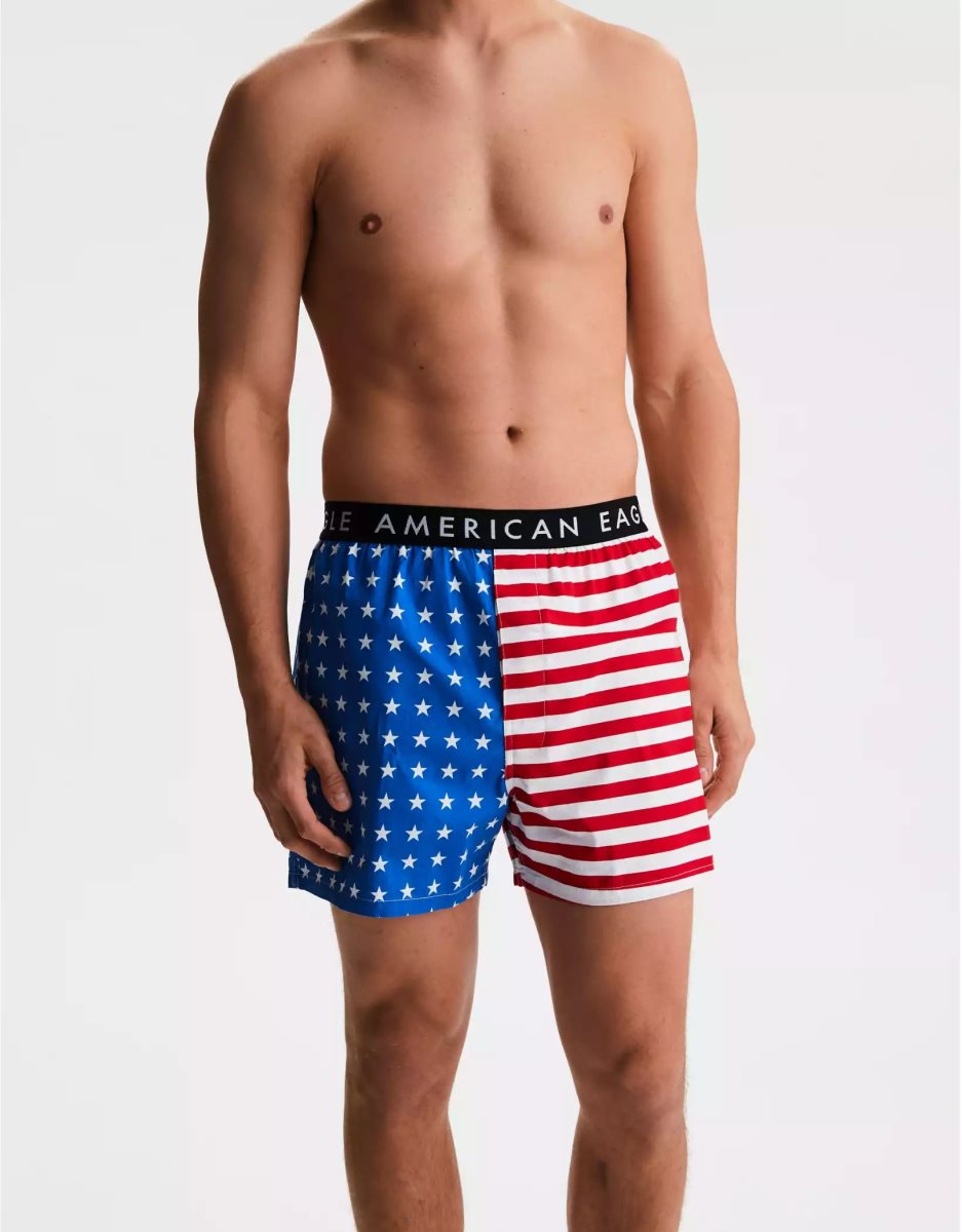 Shorts De Bain American Eagle AEO Stars Stripes Stretch Bleu Foncé Homme | IZB-94539731